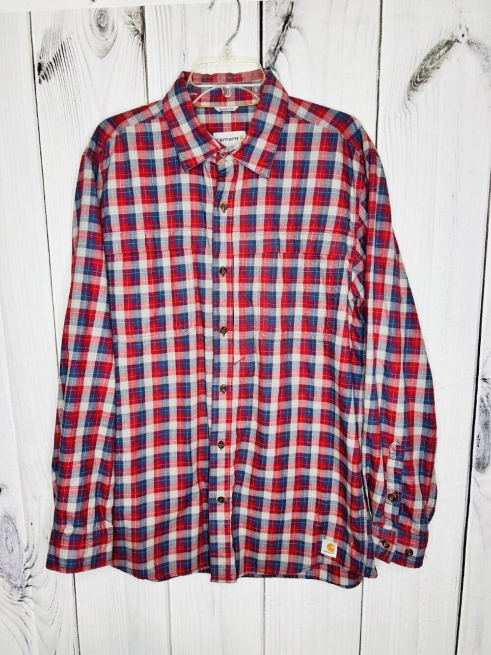 Carhartt Force Long Sleeve Button Down Shirt Men's Sz L Relaxed Fit Plaid